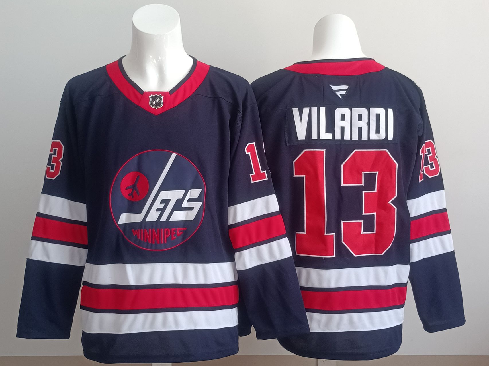Men 2025 Winnipeg Jets #13 Vilardi Blue Fanatics Home Premium NHL Jersey style 1-0